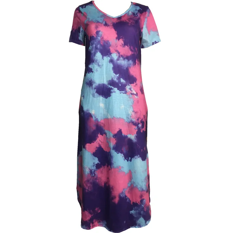 

Women Summer Bohemia Pocket long dress Tie dye Sleeveless Loose Dress 2021 New