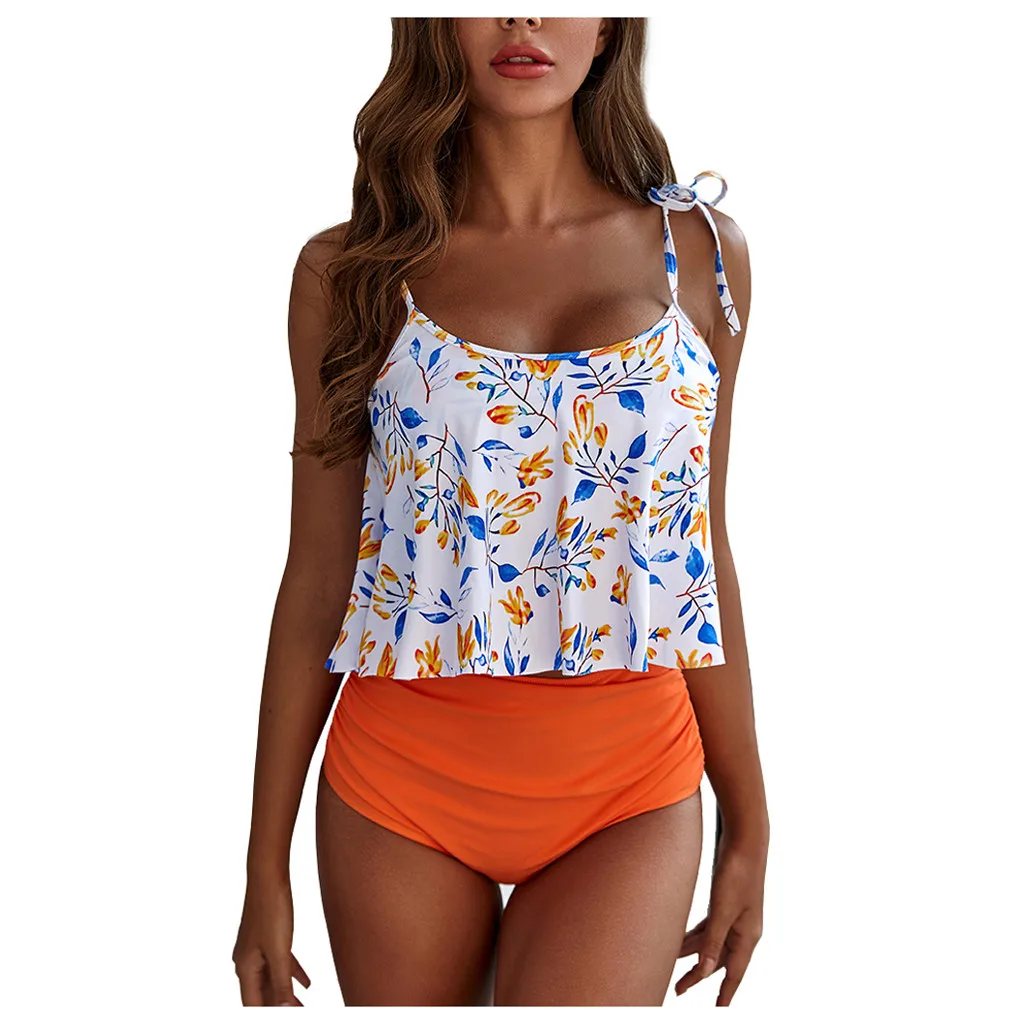 Женский купальник большого размера S-3XL бикини с высокой талией винтажные