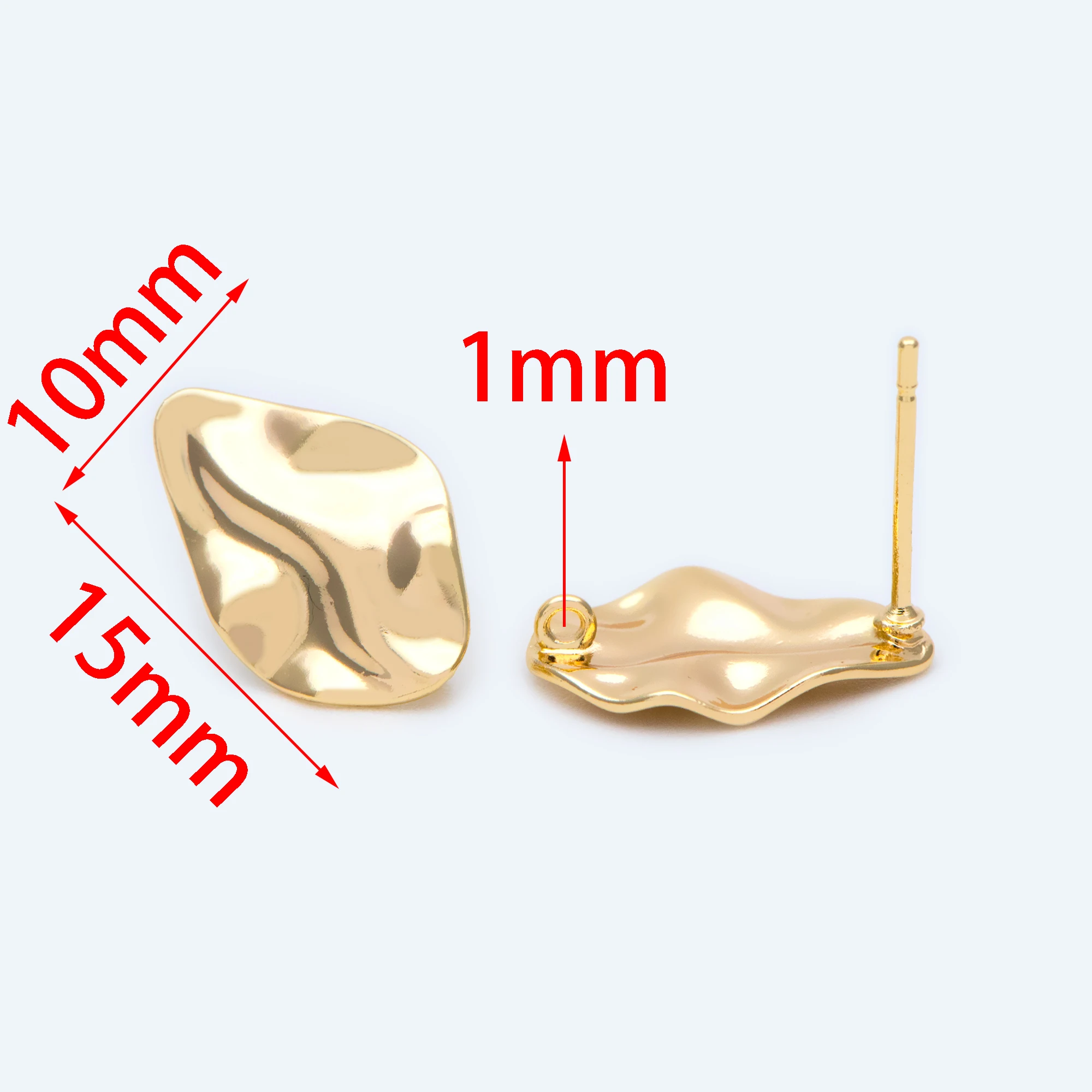 10 штук в партии кухонное завитое слеза текстурированная столбы уха 15x10 мм 18K