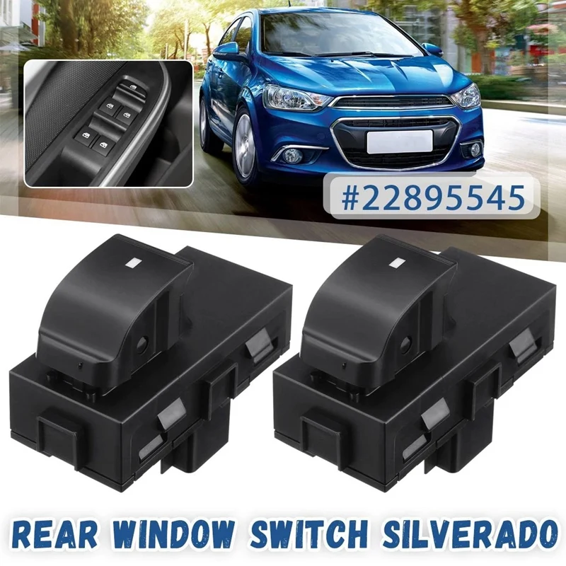 

2X Front Rear Right Electric Power Window Switch Control Black for Buick Lucerne Chevrolet Silverado GMC 22895545