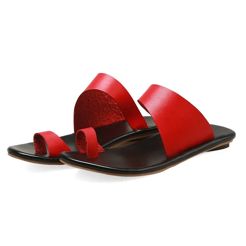 Шлепанцы женские пляжные сандалии на плоской подошве открытый носок большие