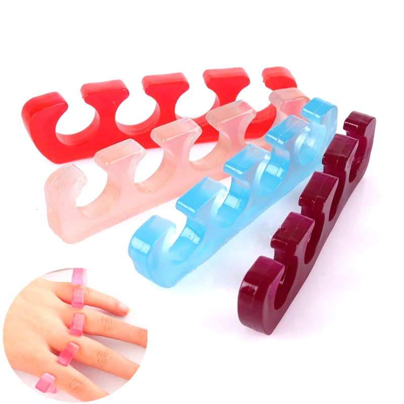 

2PCS/Set Silicone Form Toe Separator Finger Spacer For Manicure Pedicure Nail Art Tool Flexible Soft Silica Random Color