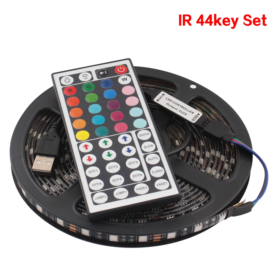 IR 44Key Set Светодиодная лента светильник USB 5 В светодиодный светильник 60 Светодиодный s 5 в Fita подсветка светодиодная лента USB SMD 5050 RGB Гибкая светодиодная лента нет ленты Tira USB - Испускаемый цвет: IR 44Key Set