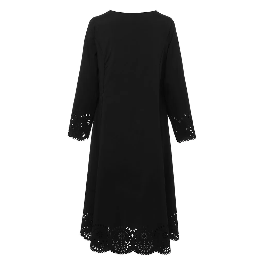 Женские Модные платья с круглым вырезом Vadim длинным рукавом Ropa Mujer Открытое