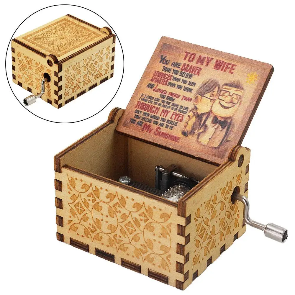 52 Тема деревянная музыкальная шкатулка с рукояткой богемный рипсоди тема