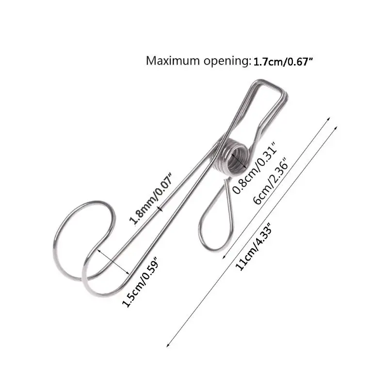 

10 Pcs Stainless Steel Laundry Hanging Clip Hook Clothes Peg Boot Hanger Towel Holder Paper Files Binder Clip Snack Seal Storage