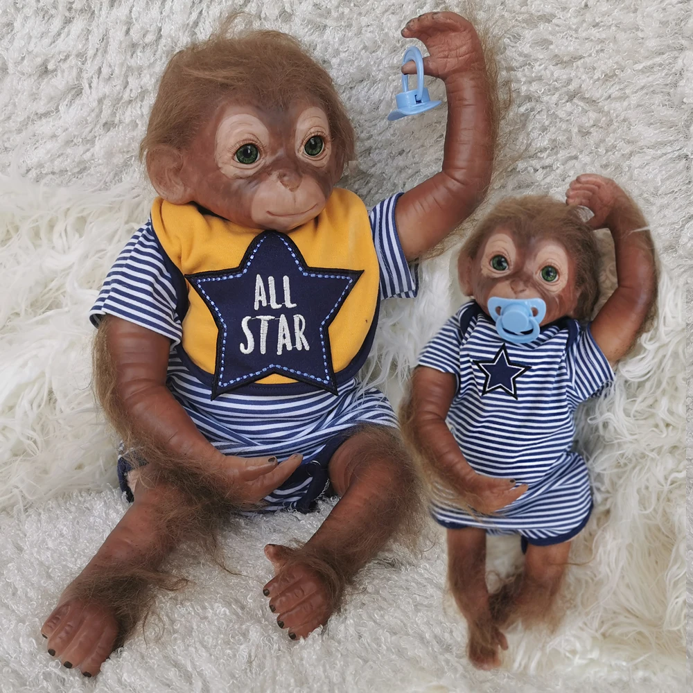 

NPKDOLL 50cm Realistic Baby Monkey Doll Lifelike boneca bebe Reborn Macaco Handmade Detailed Painting Art Dolls gift