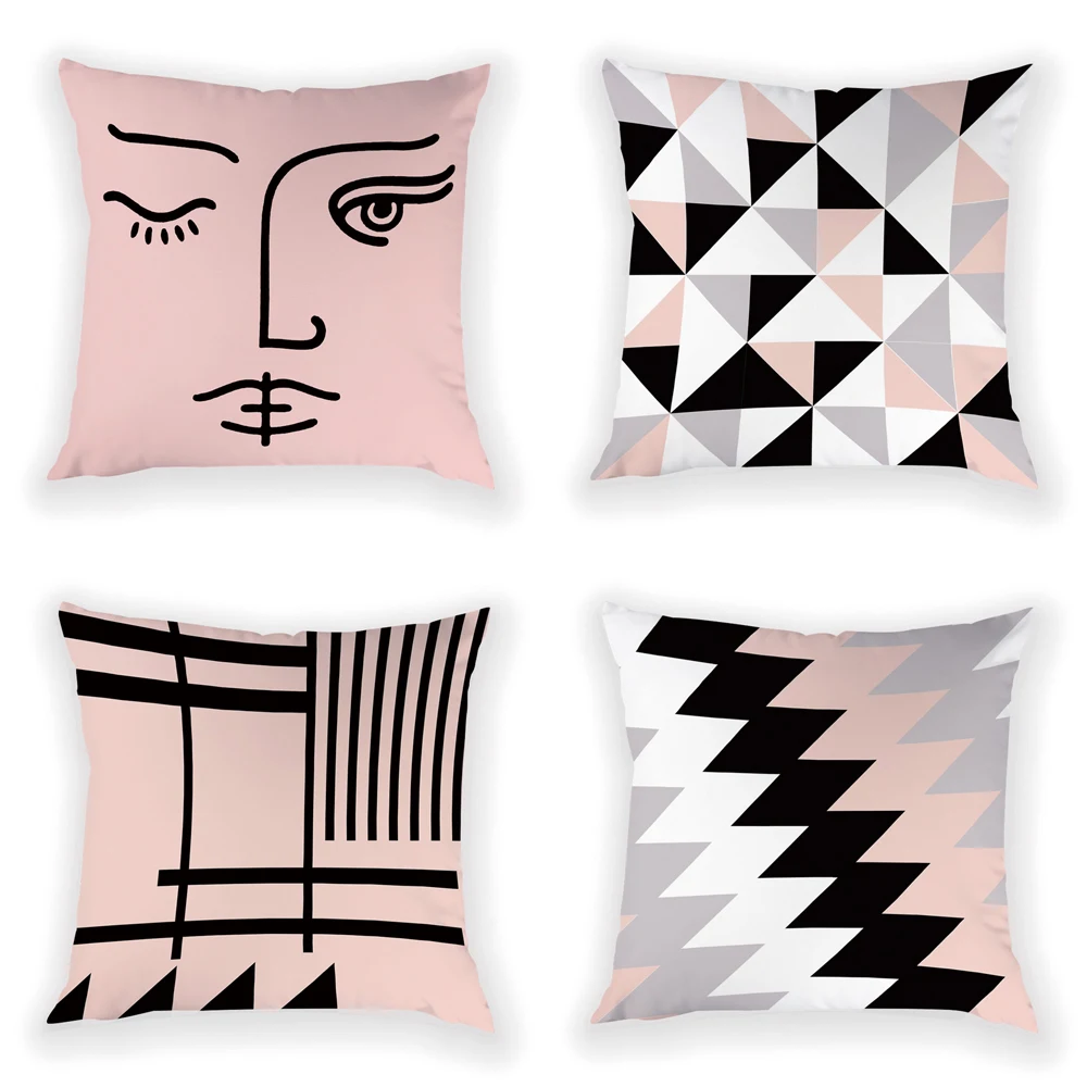 

Geometric Cushion Cover Pink Pillow Case Cushion For Chair Pillowcases High Quality Sofa Cushions For Bedrooms Pillows Decorate