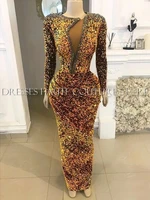 african long sleeve elegant skinny v neck dubai women sequins dubai evening dresses 2021 formal gowns