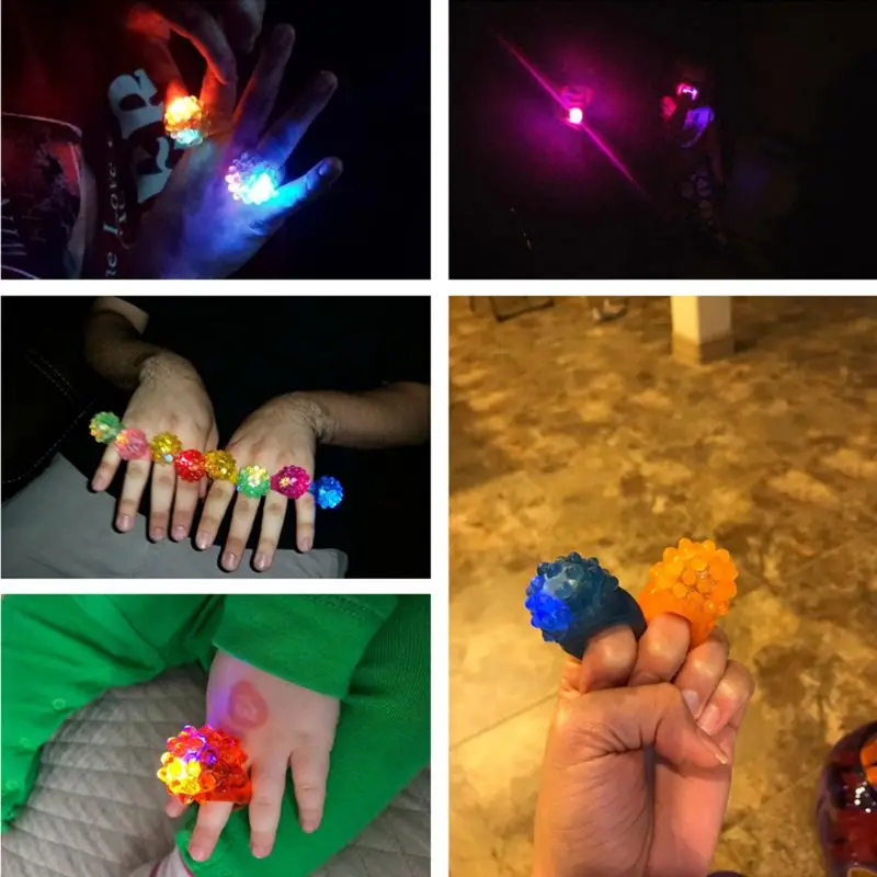 

36pcs Strawberry Flashing LED Light Up Toys Bumpy Rings Party Favors Supplies Glow Jelly Blinking Bulk