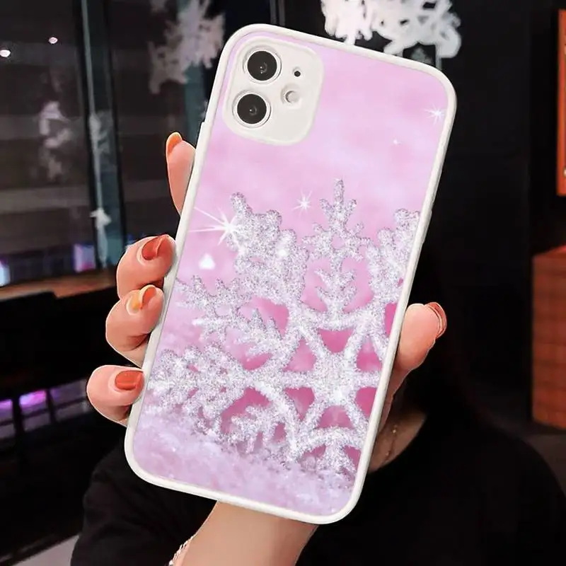 

Christmas Snowflake Snowman Phone Case Matte Transparent for iPhone 7 8 11 12 s mini pro X XS XR MAX Plus cover funda
