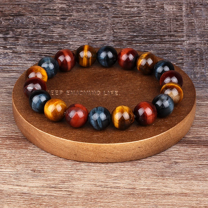 Fashion 4/6/8/10/12mm colorful Tiger eyes Beads Bracelet Men Charm Natural Stone Braslet For Man Handmade Jewelry Gifts Pulseras