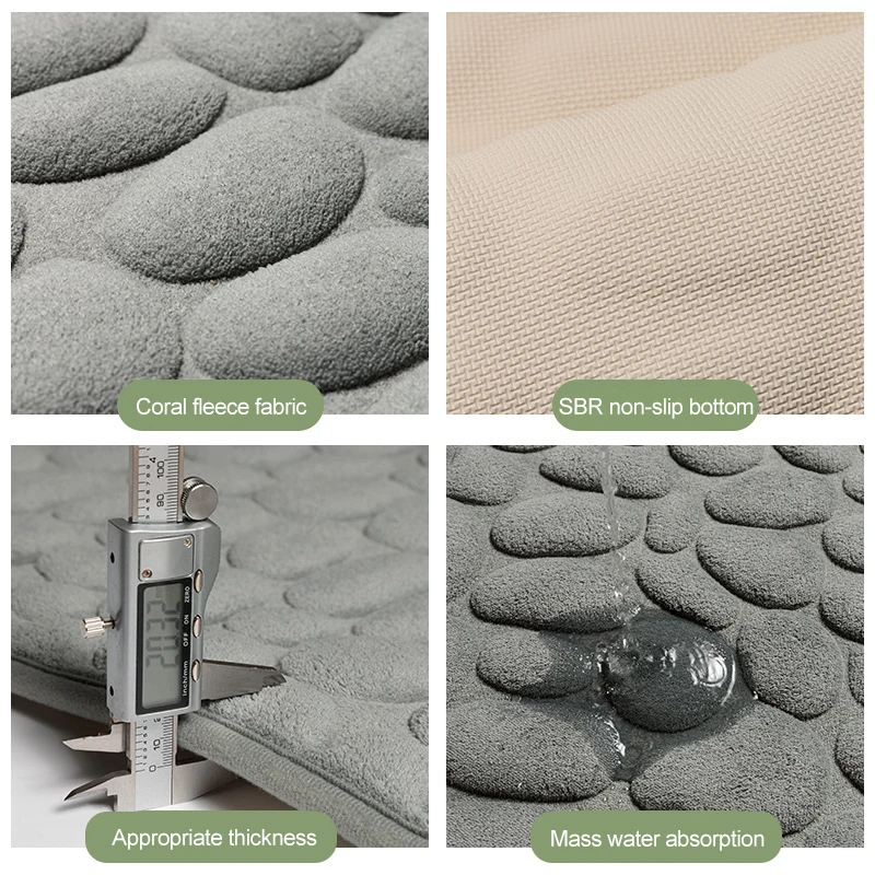 cobblestone embossed bathroom bath mat non slip carpets in wash basin bathtub side floor rug shower room doormat memory foam pad free global shipping