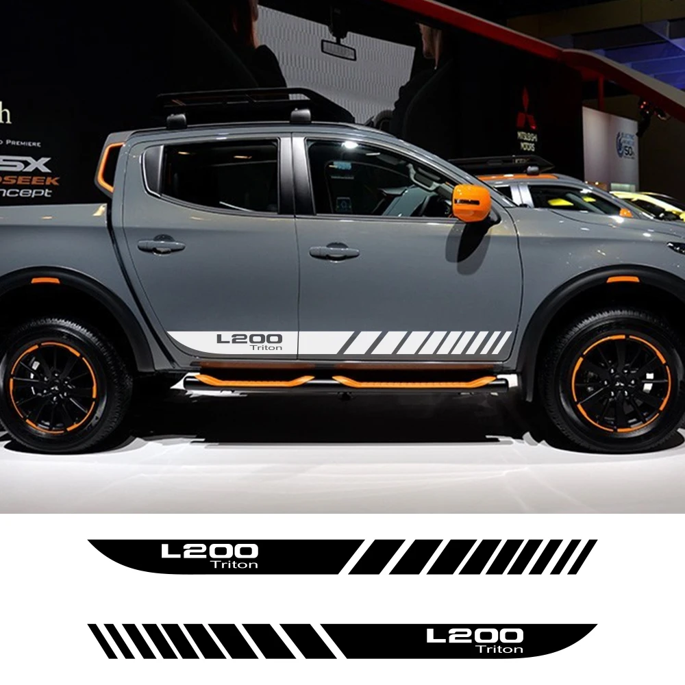 2 шт. автомобиль длинной стороне полосы наклейки для Mitsubishi L200 Тритон Авто DIY