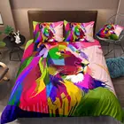 Дропшиппинг 3D принт из 3х предметов: пододеяльник набор постельных принадлежностей пододеяльник (1 наволочка односпальная кровать) Многоцветный Gife Лев с рисунками животных из мультфильмов