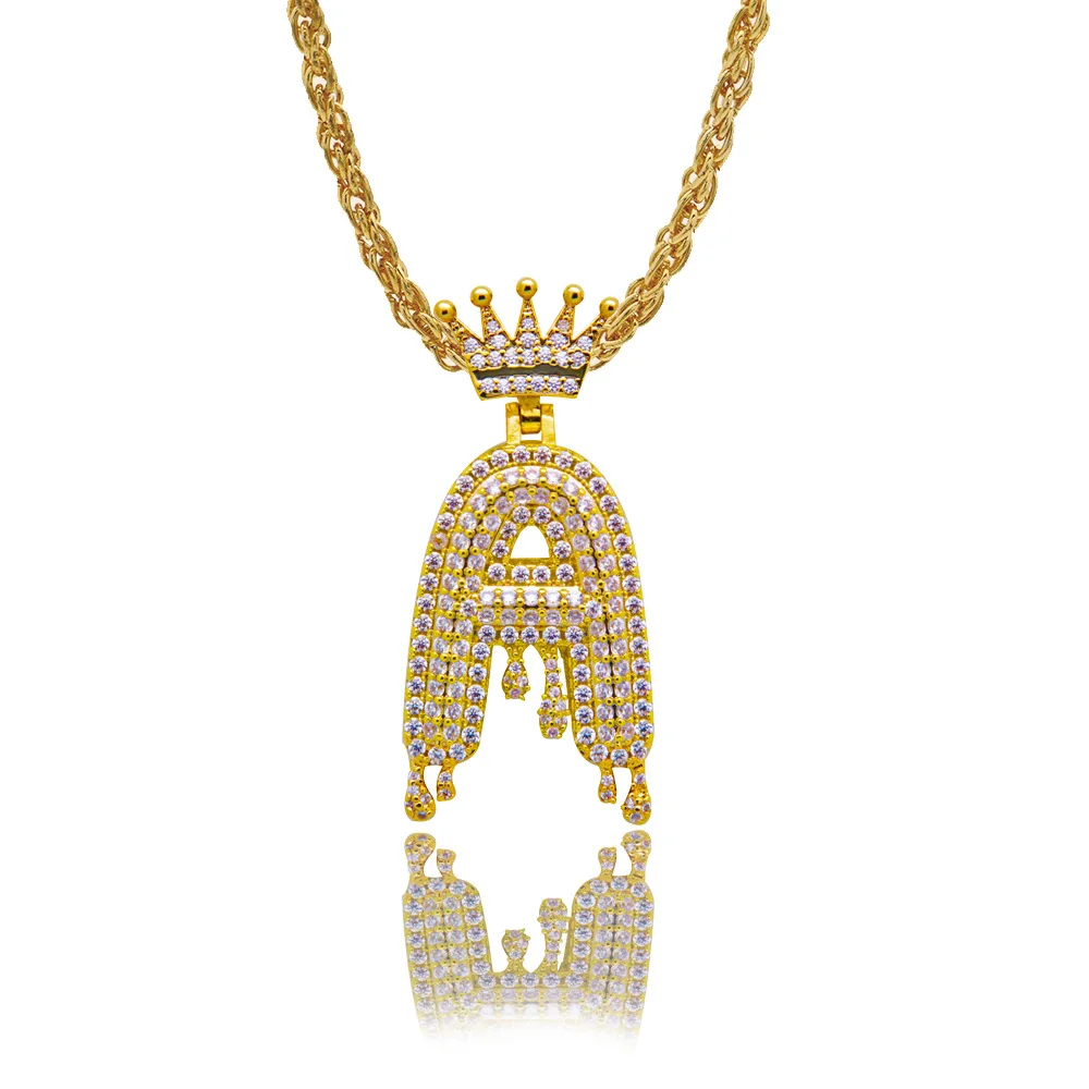 YJW кисть буквы ожерелья и кулон кубический цирконий полный Iced Out для мужчин