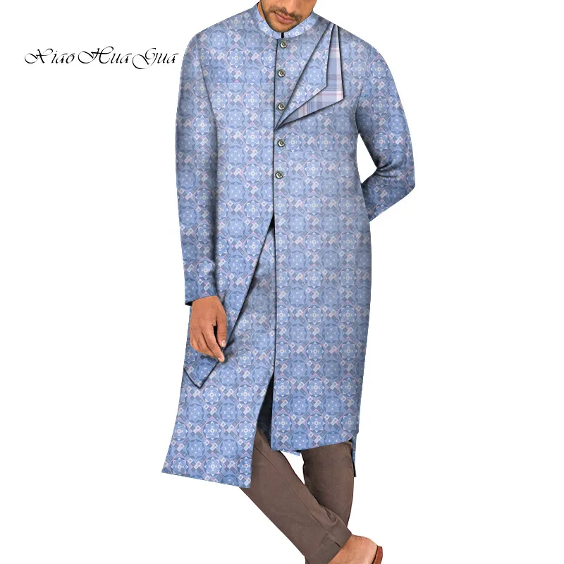 Dashiki Long Sleeve Coat Tops Causal African Print Clothing Wedding Party NewTrendy African Men Clothes Male Trench  WYN1426