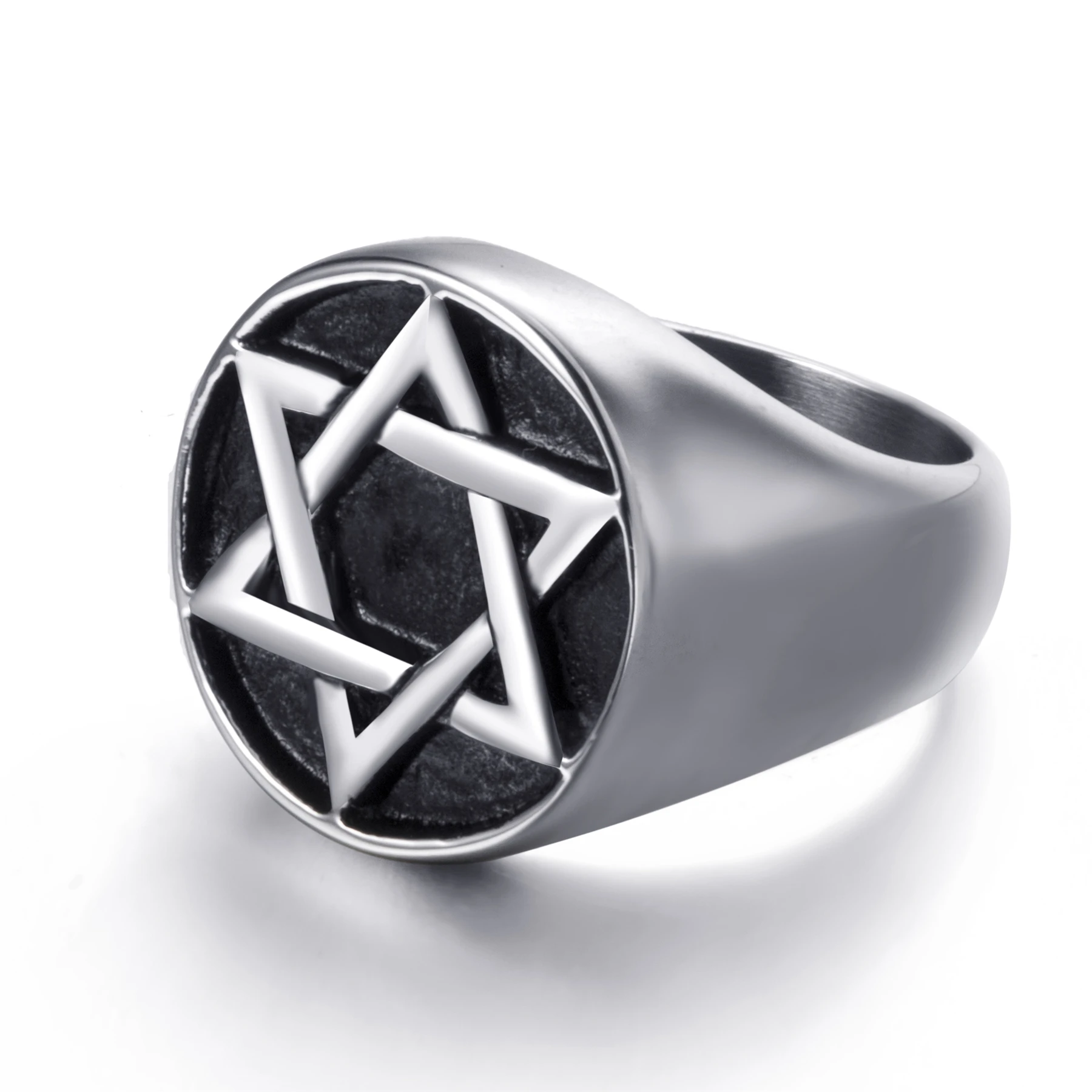 Мужская Магическая гексаграмма Звезда Давида серебряные черные бриллианты
