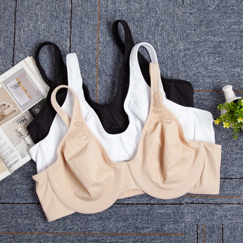 Women's Solid Minimizer Bra Full Coverage Non Padded Underwire Female Unlined Lingerie 36 38 40 42 44 46 C D DD DDD G