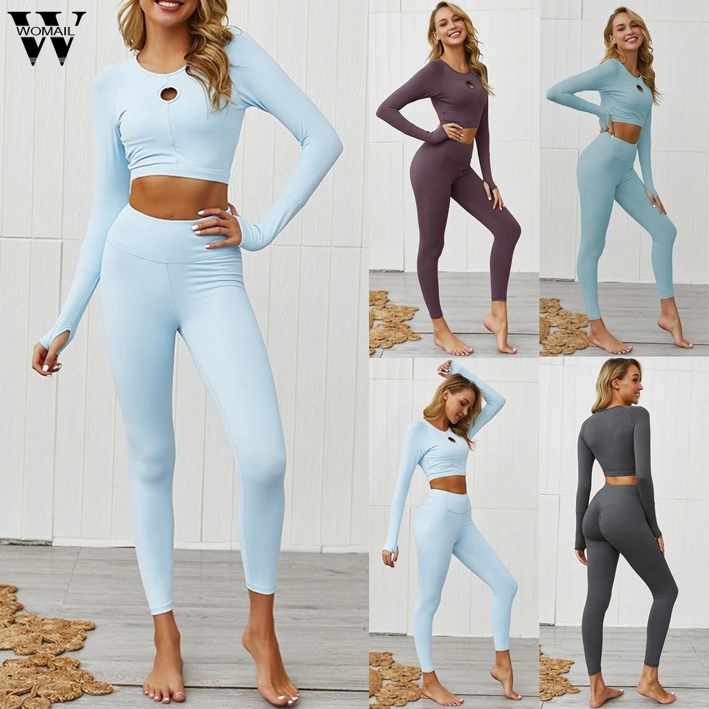 Womail женский спортивный костюм с дырками одежда для спортзала тренировок длинным