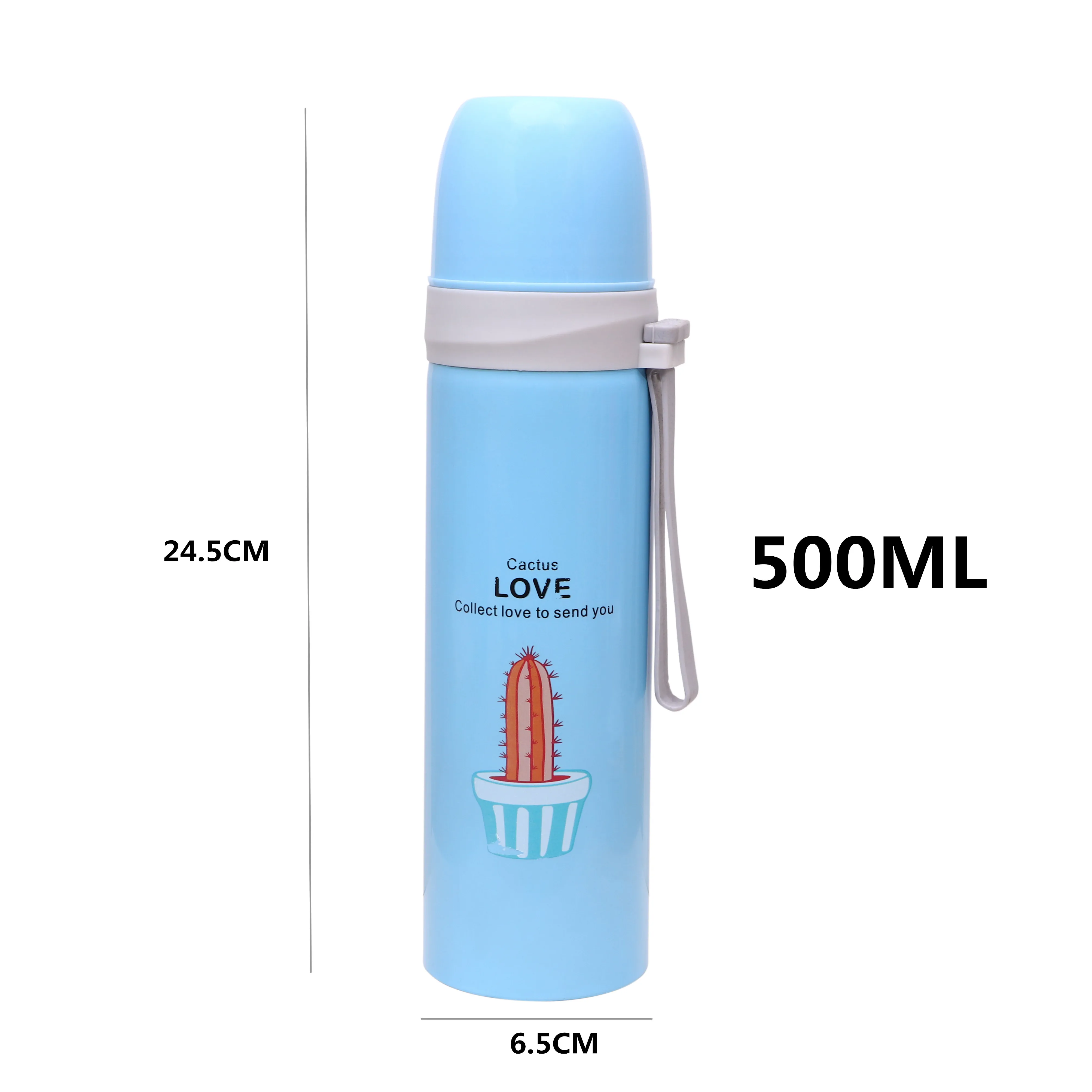 17 унций/500 мл портативный термос из силикагеля с веревкой бутылки для воды