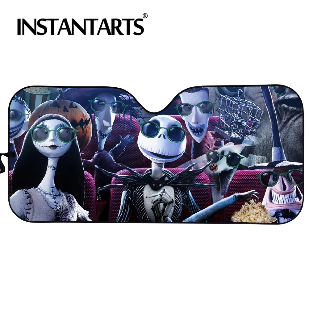 

Солнцезащитный козырек для лобового стекла INSTANTARTS, подарок на Хэллоуин, Рождество, дизайн, прочные автомобильные солнцезащитные очки для ок...