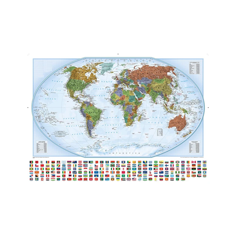 Карта мира из нетканого материала водонепроницаемая карта мира с национальными флагами плакаты и принты для культуры и образования от AliExpress WW