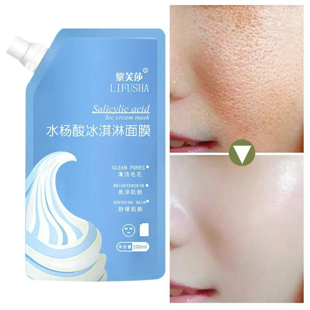 

100ml Salicylic Facial Mask Acid Mask Ice Cream Mask Cleansing Acne Marks Fades Blackhead Shrinking Moisturizing Face Pores