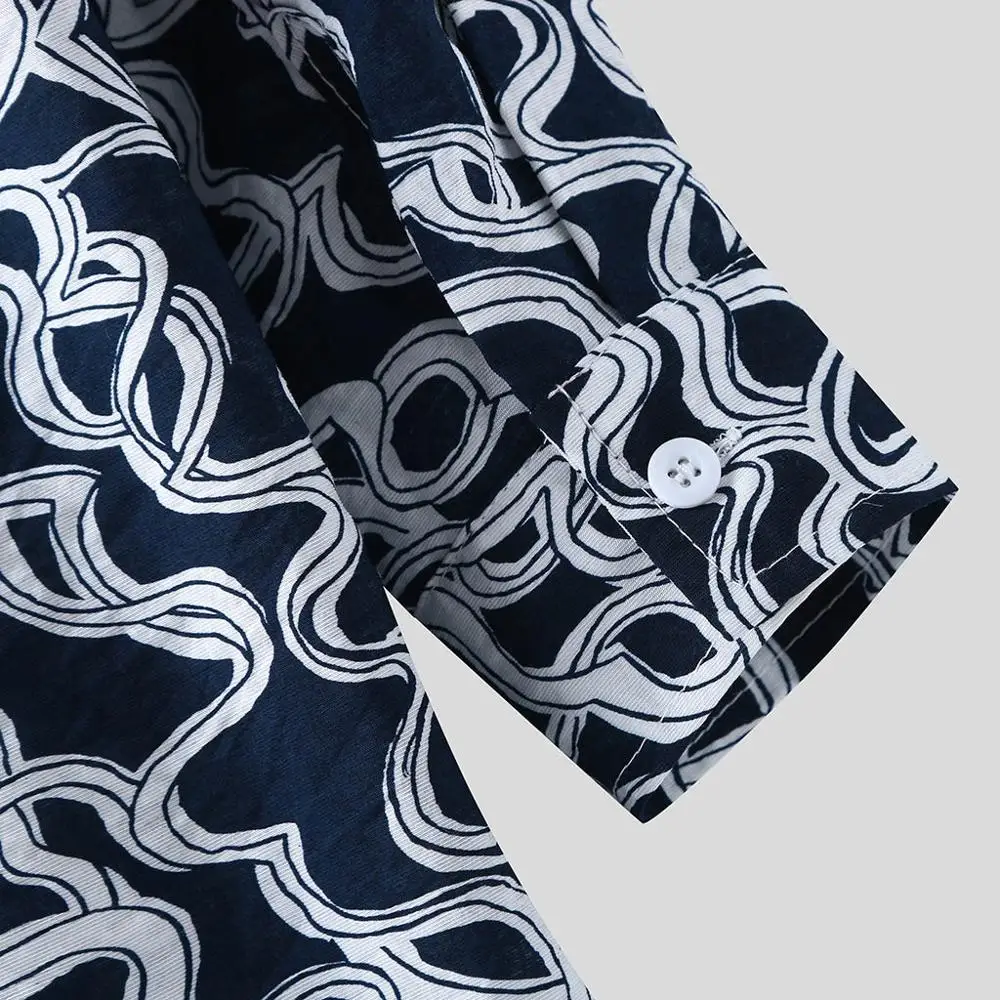 Гавайские рубашки в этническом стиле для мужчин свободная тонкая рубашка с