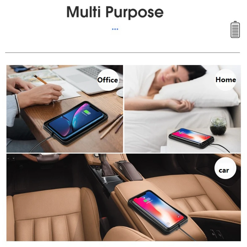 Wireless Car Charger 10W Qi Fast Charging Non-Slip Shockproof Silicone Pad Mat Phone Holder Mount for iPhone 12 /12 Pro |
