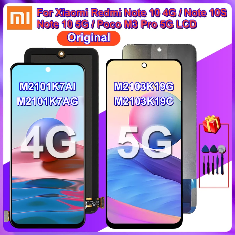 Pantalla LCD Original para Redmi Note 10, 4G, M2101K7AI, 5G, POCO M3 Pro, M2103K19G-0