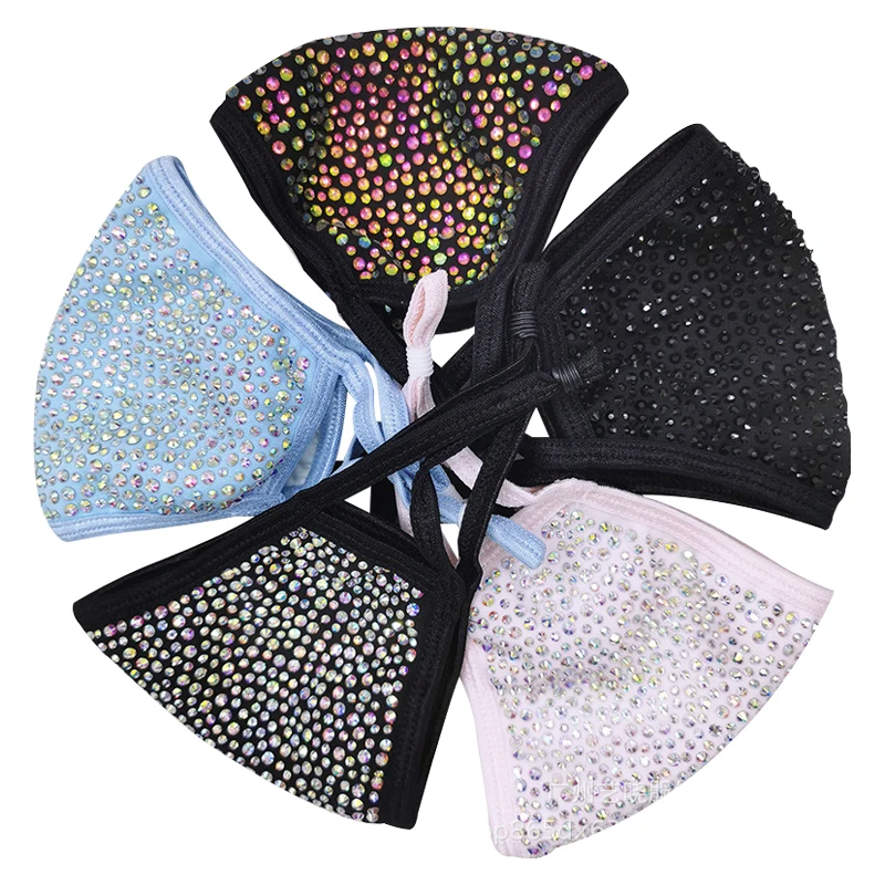 Модные блестящие украшения Стразы унисекс эластичная маска для танвечерние