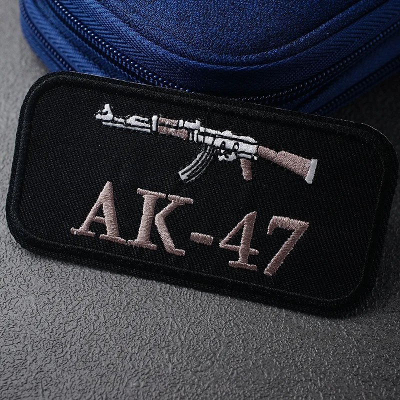 Фото AK-47, размер: 10x5,0 см, нашивки с вышивкой для футболок, железные полоски, аппликации, наклейки на одежду, пришивные значки №5