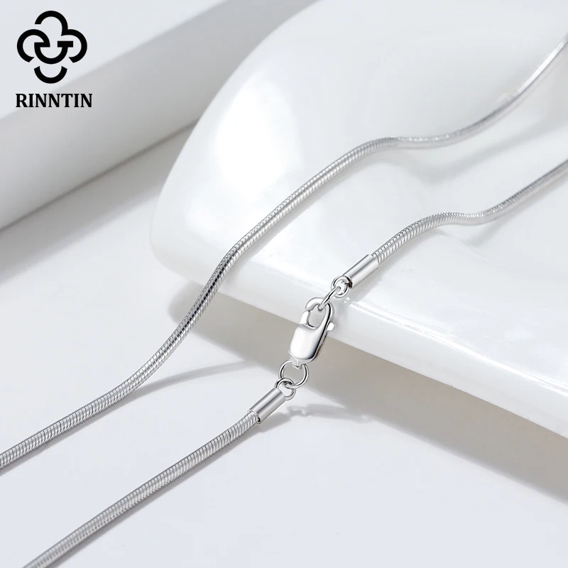 Rinntin S925 серебро 2 0 мм Круглая змея цепь для женщин мужчин толстое ожерелье кулона