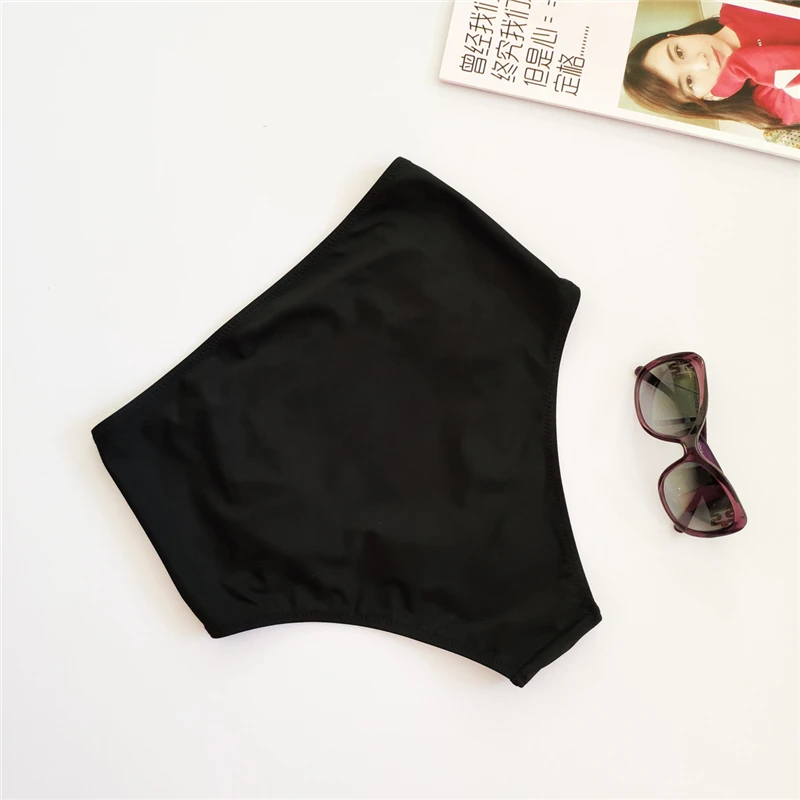 2019 bikini Europe and America sexy split high waist hollowing fast dry elastic swimming trunks for fitness dance |