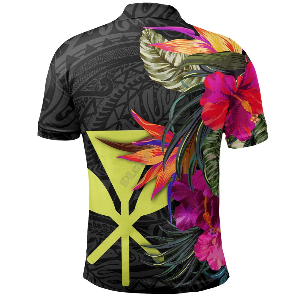 

Hawaii Polo Shirt Hibiscus Flowers Vintage Style 3D Printed Polo Shirt Men for Women Short Sleeve Summer Reggae T-shirt