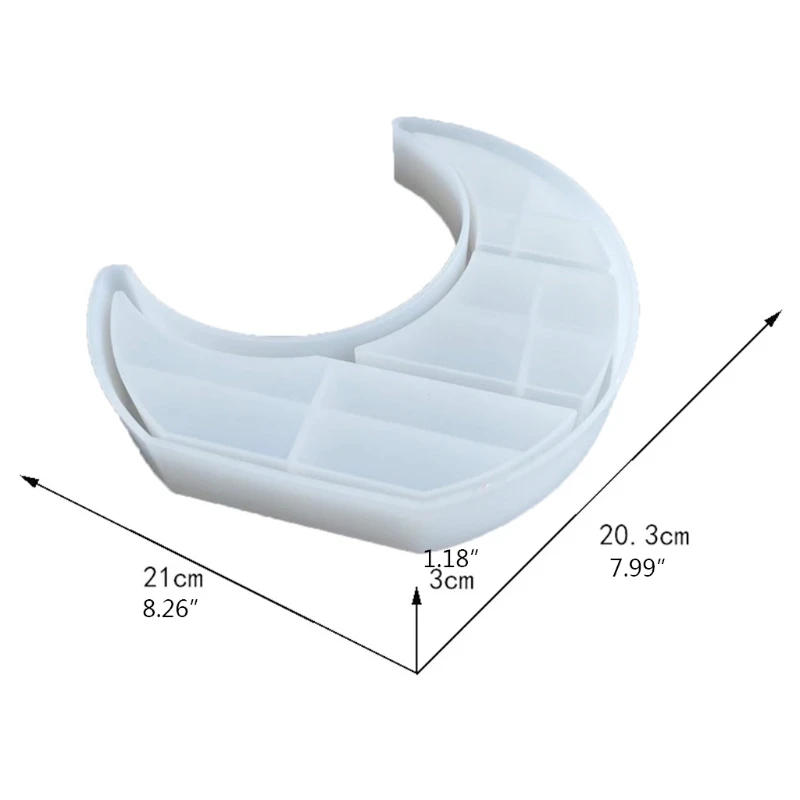 

New Moon Shaped Tray Epoxy Resin Mold Crescent Display Stand Silicone Mould DIY Crafts Jewelry Organizer Trinket Holder Storage