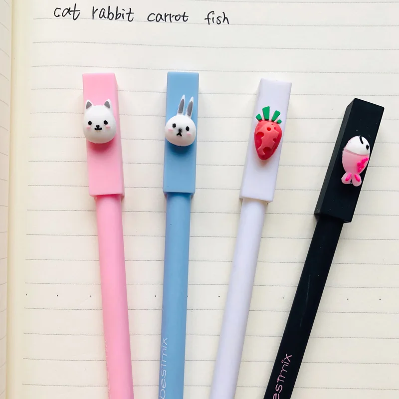 2X Милая Рыба кошка кролик гелевая ручка в форме морковки роллер Ручка канцелярия