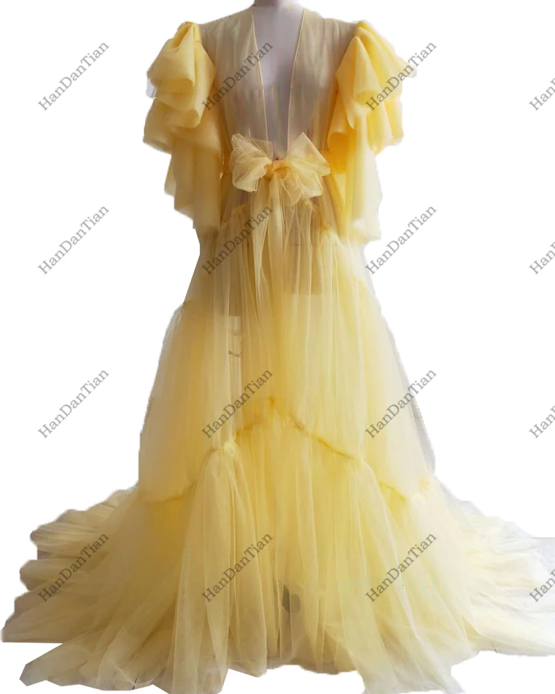 2021 Tulle Robe Long Lingerie Bridal Dressing Gown Puffy Nightgown Photoshoot