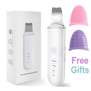 ultrasonic skin scrubber vibration face spatula blackhead remover facial scrubber shovel clean cavitation peeling facial lifting free global shipping