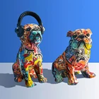 7-стильные английские фигурки бульдога, современные граффити, искусственные украшения для гостиной, телевизора, книжной полки, кабинета, украшение с животными