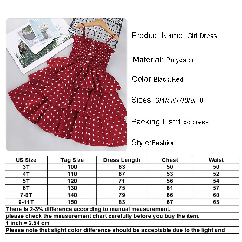

Girl Clothes 2020 Summer Dot Sling Princess Cake Dress Cute Sleeveless A-line Dresses Boutique Teenagers Outfit