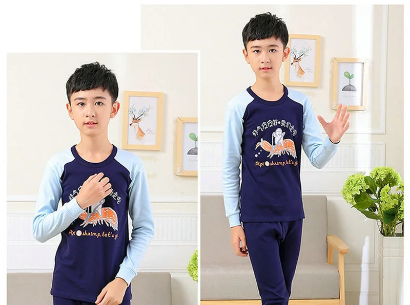 Famli 2018 Подростковая Пижама комплект одежды для больших мальчиков мультяшная