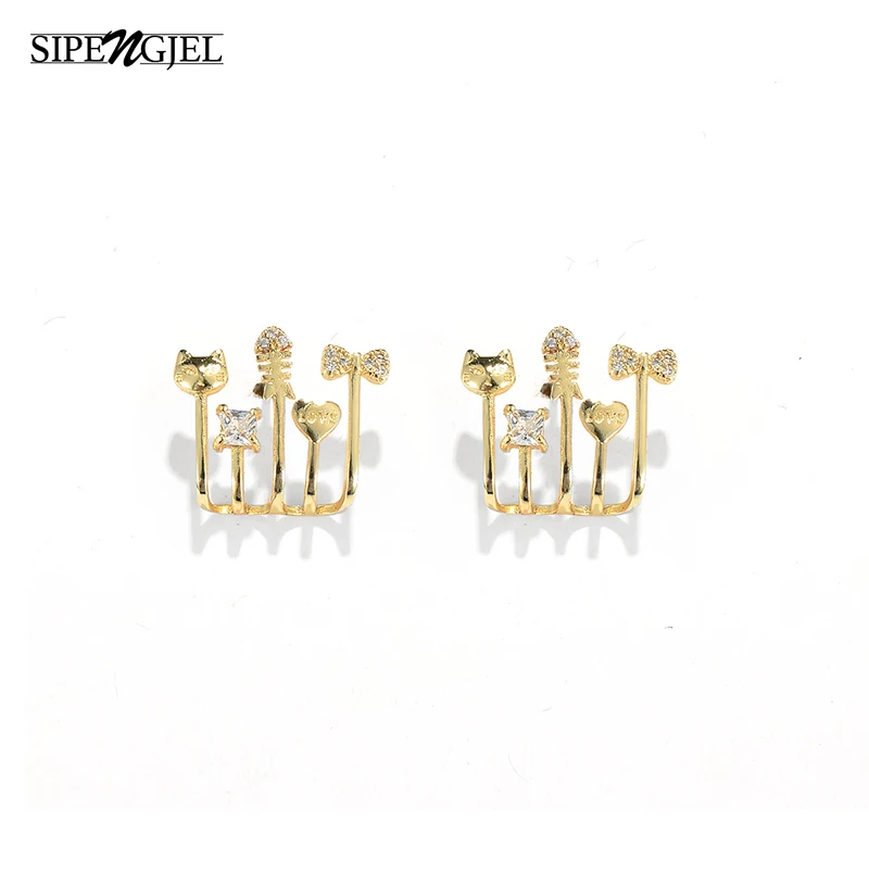 Женские серьги гвоздики с кристаллами SIPENGJEL маленькие кольца фианитом ювелирные