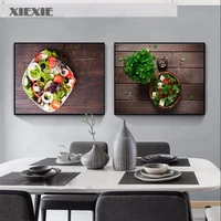 kitchen themed wall art decor vegetables fresh salad sandwich canvas paintings food cooking ingredients canvas art print decor