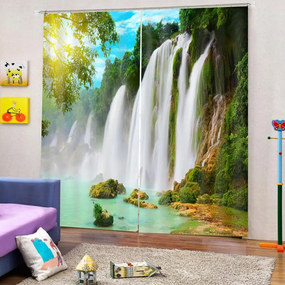 Занавески с большим водопадом ветрозащитные плотные затемняющие 3d шторы для