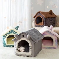 winter dog bed pet house warm enclosed cat bed cartoon style cave tent dog washable cushion small doghouse sleeping basket letto