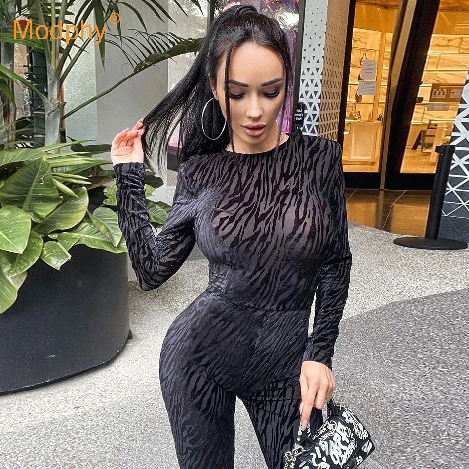 

Sexy stripe Bodycon Jumpsuit Women 2021 New Fashion Deep O Neck Long sleeve Bodysuit Female Jumpsuit Evening Party Clubwears