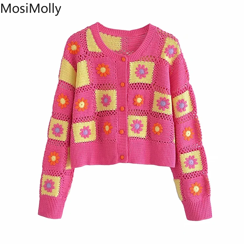 

Свитер MosiMolly ручной работы, пальто, женские жаккардовые свитера с цветочным рисунком, джемпер 2021, свитер с вырезами