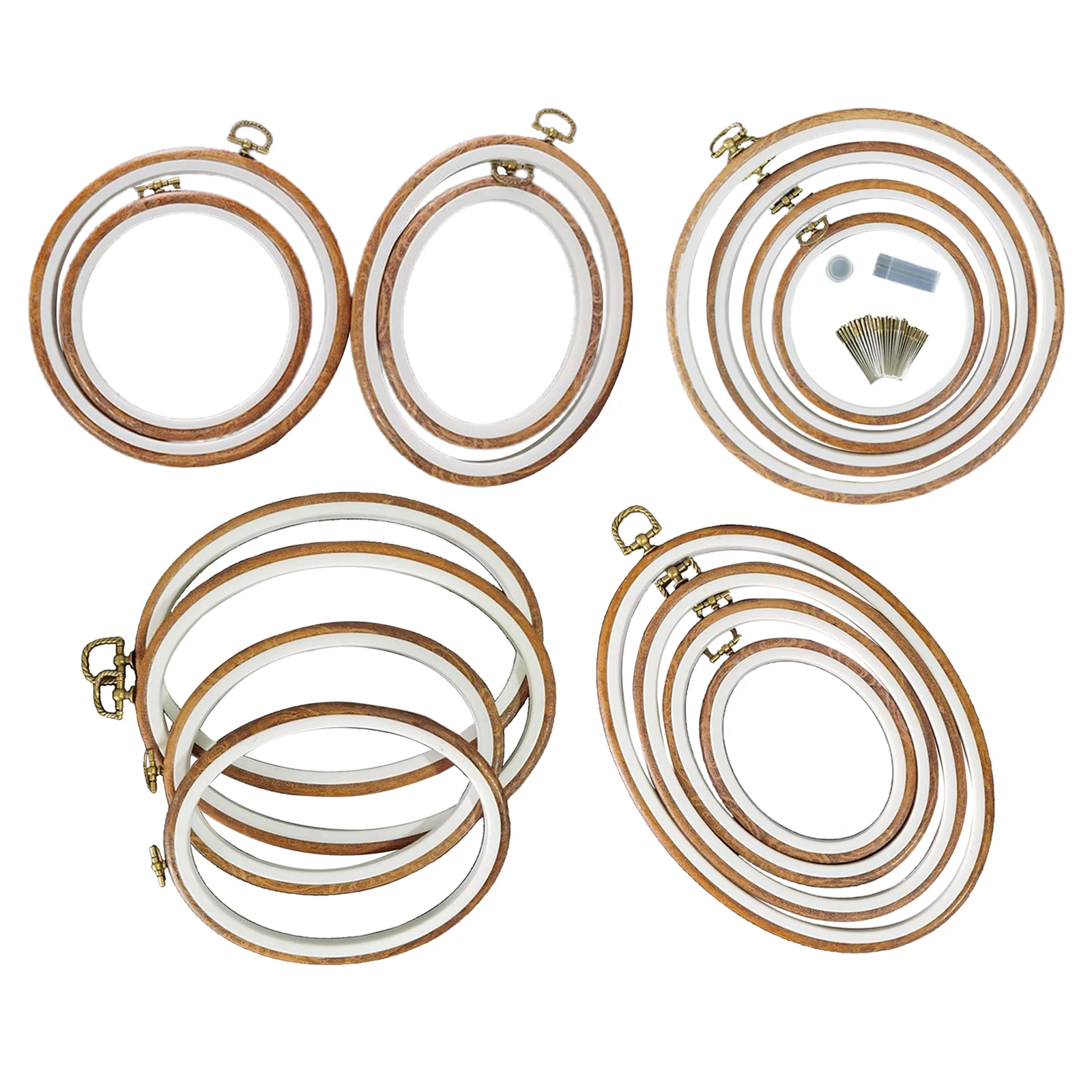 

4Pcs Hand Embroidery Hoop Cross Stitch Frame Oval Circle Hanging DIY Needlecraft